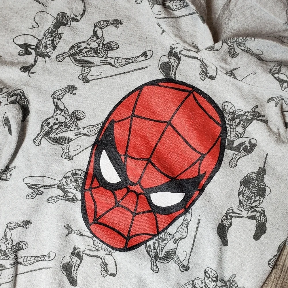 Marvel Spider-Man Pullover Hoodie Sweatshirt Size 5 Gray Red Black